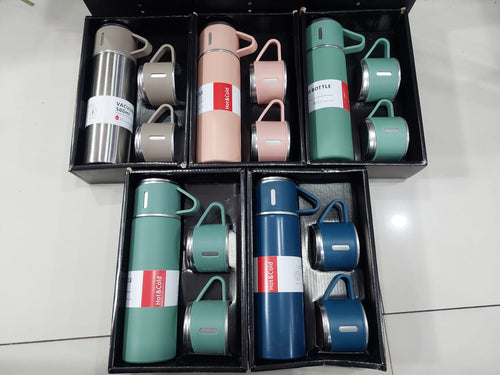 3 In 1 Vacuum Insulated Thermal Flask Set With Cup Set (random Color) [FREE DELIVERY]