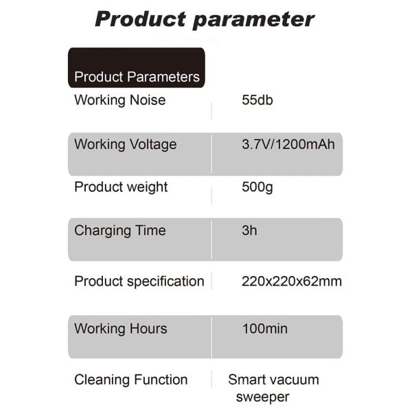 Portable Wireless Smart Sweeping Robot Rechargeable Cleaning Machine